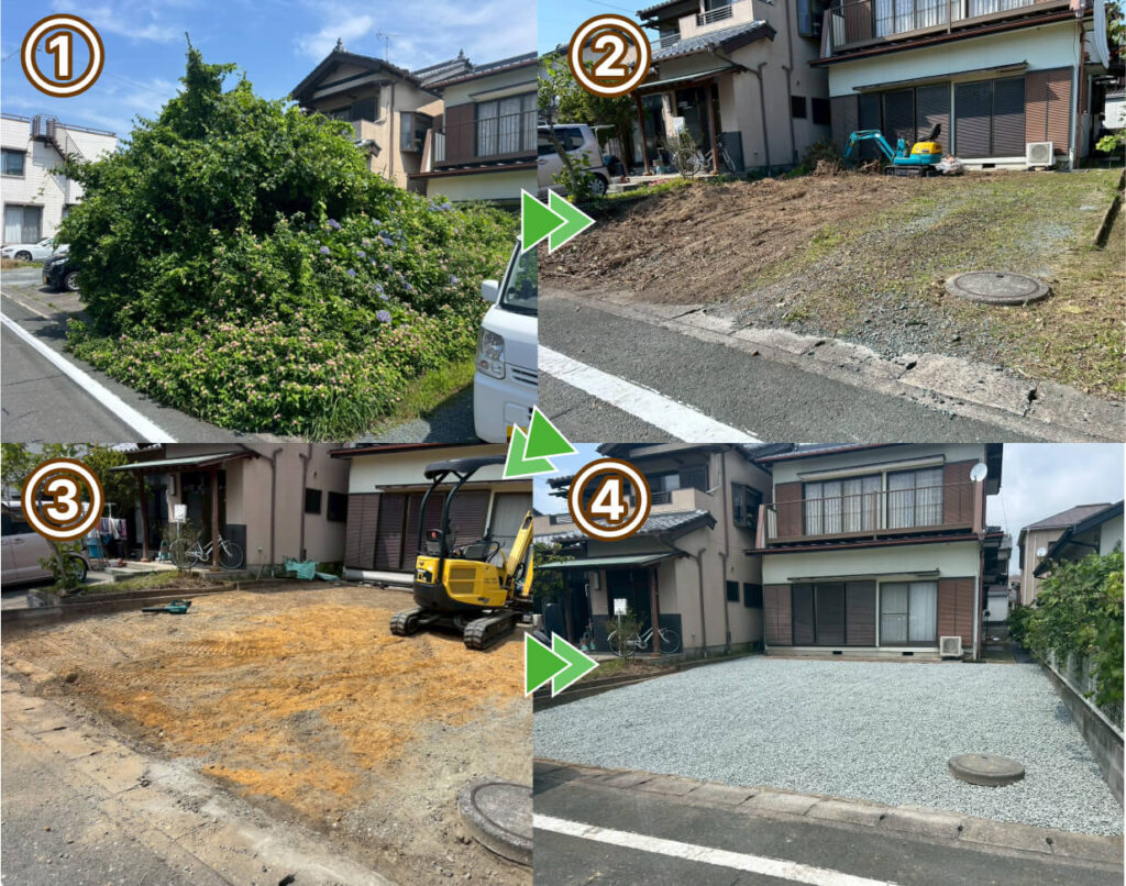浜松市中央区のお庭の整地と砂利敷き