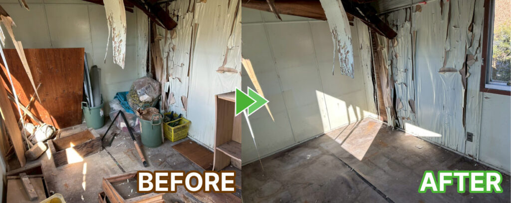 母屋解体前の残置物撤去