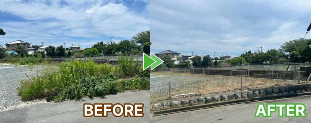 浜松市フェンスまわりの草刈り